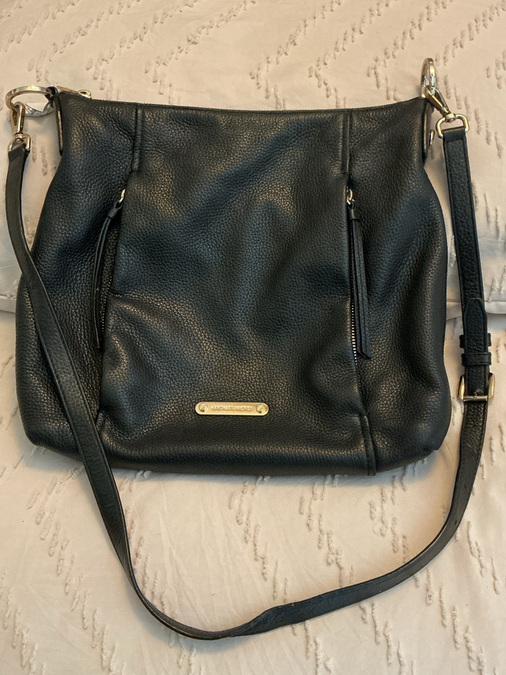 Michael Kors CORINNE Leather LG Shoulder
Black Crossbody Handbag